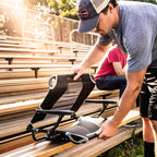Secure-Hook Big Comfort Stadium Chair with Armrests - Choice 465 - Grandstand Cushion Seat with Secure Under-Bench Hooks Detail