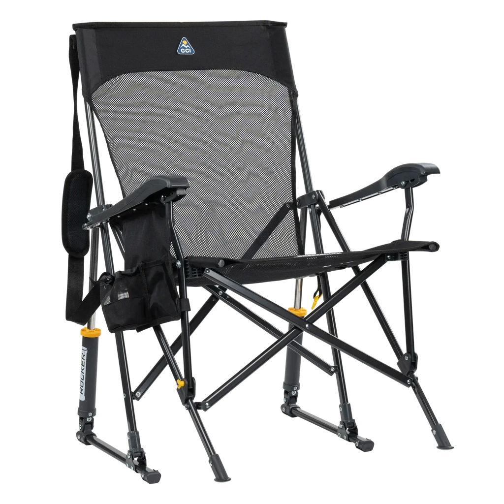 Patented Spring-Action BreezeRocker - Choice 504 - Heavy-Duty Kickback Rocker with Beverage Holder - Black