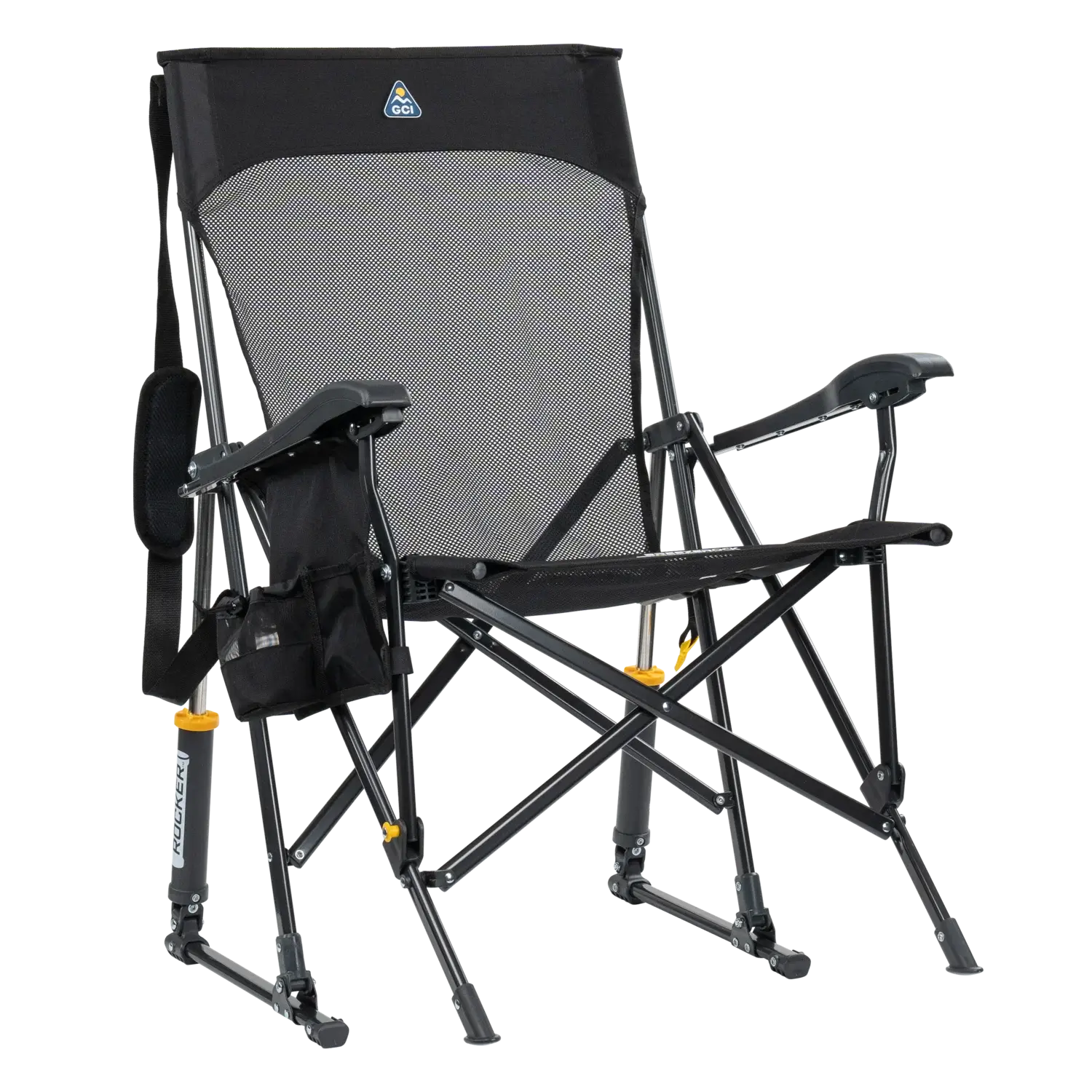 Patented Spring-Action BreezeRocker - Choice 504 - Heavy-Duty Kickback Rocker with Beverage Holder - Black
