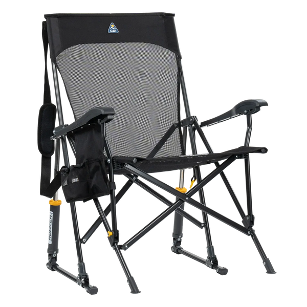 Patented Spring-Action BreezeRocker - Choice 504 - Heavy-Duty Kickback Rocker with Beverage Holder - Black