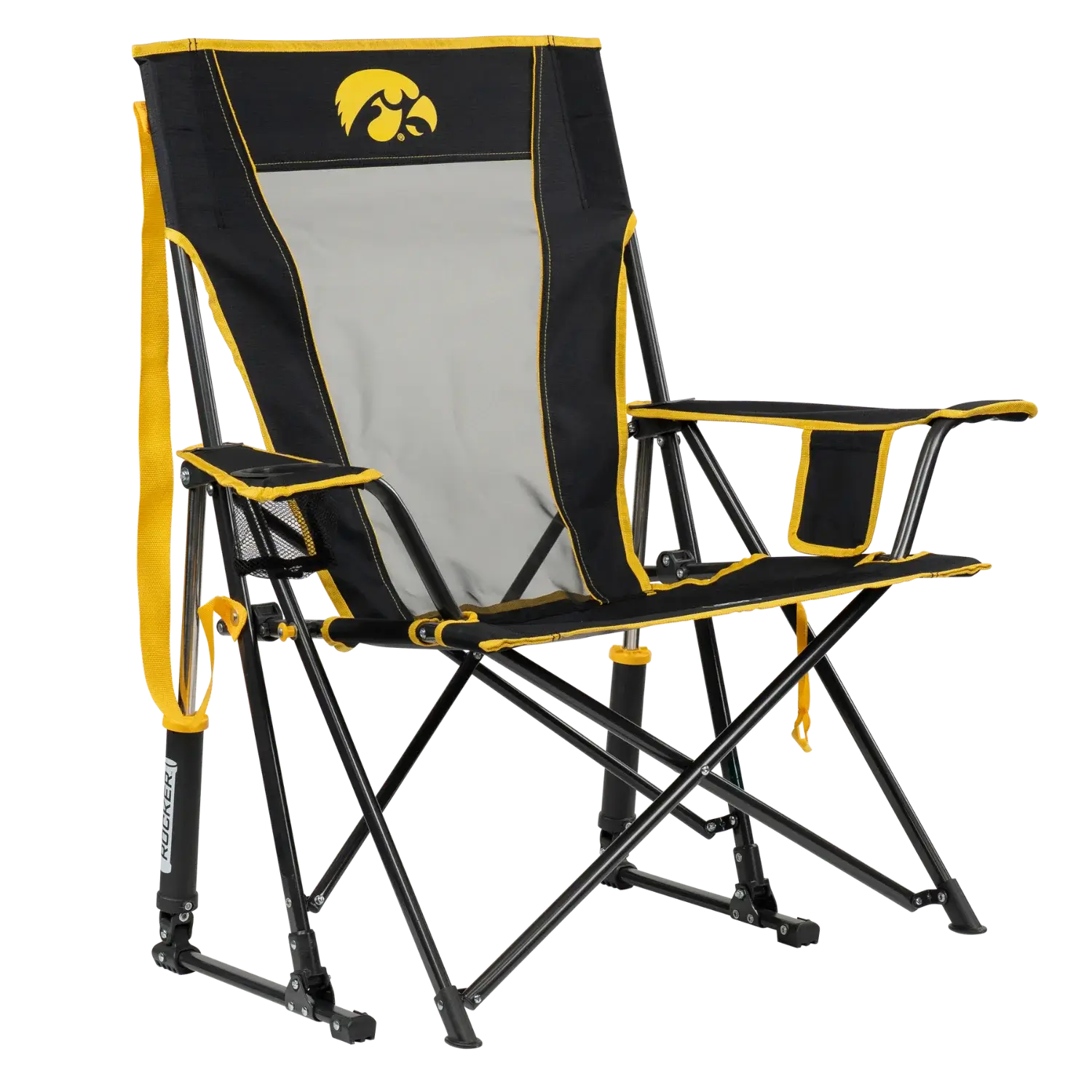 Heavy-Duty Freestyle College Comfort Pro Rocker - Iowa Hawkeyes - Choice 249 - Patented Spring-Action Rocking Chair for Camping - Default Title