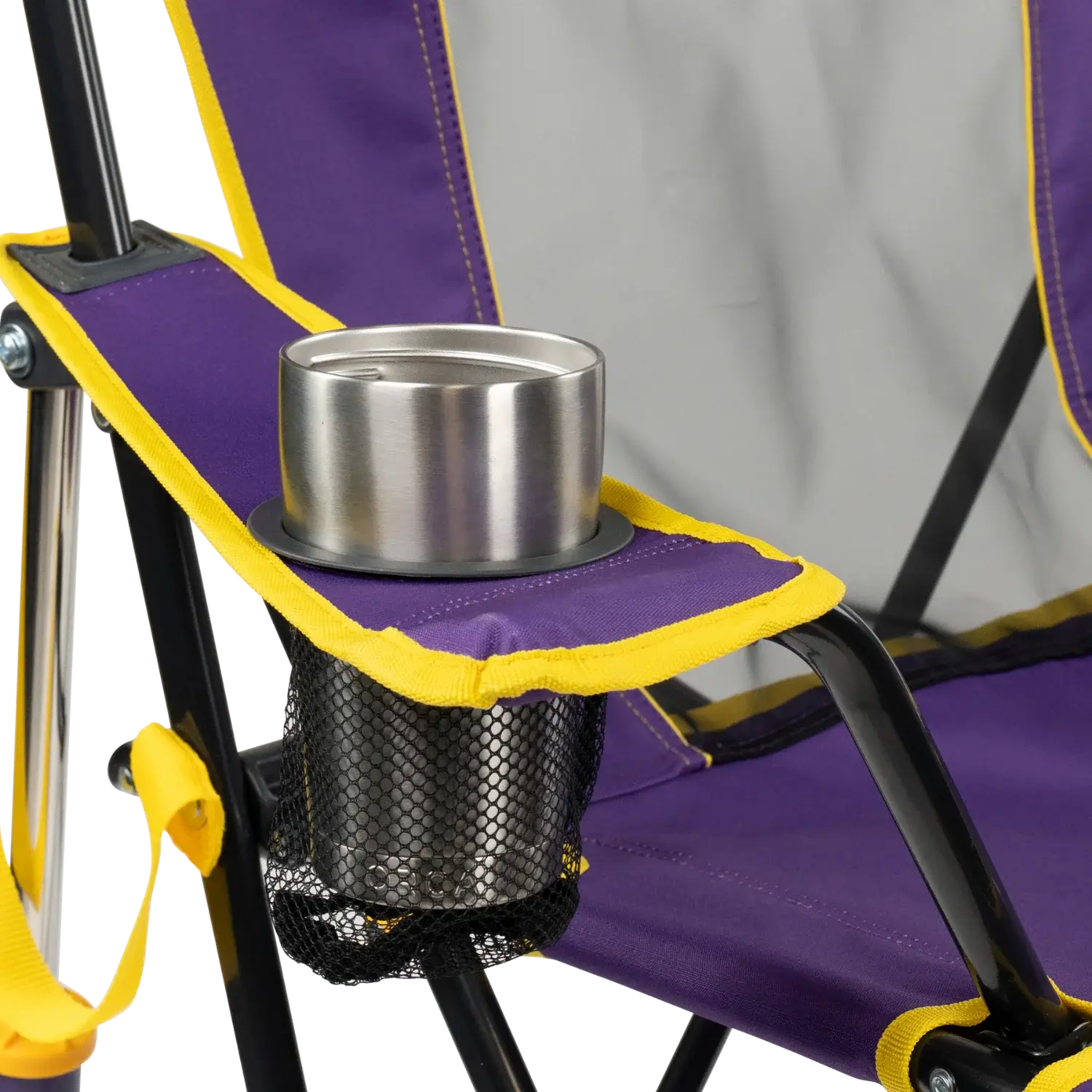 Luxury Camp College Comfort Pro Rocker - LSU Tigers - Choice 880 - Freestyle Rocker Portable Outdoor Folding Chair Detail