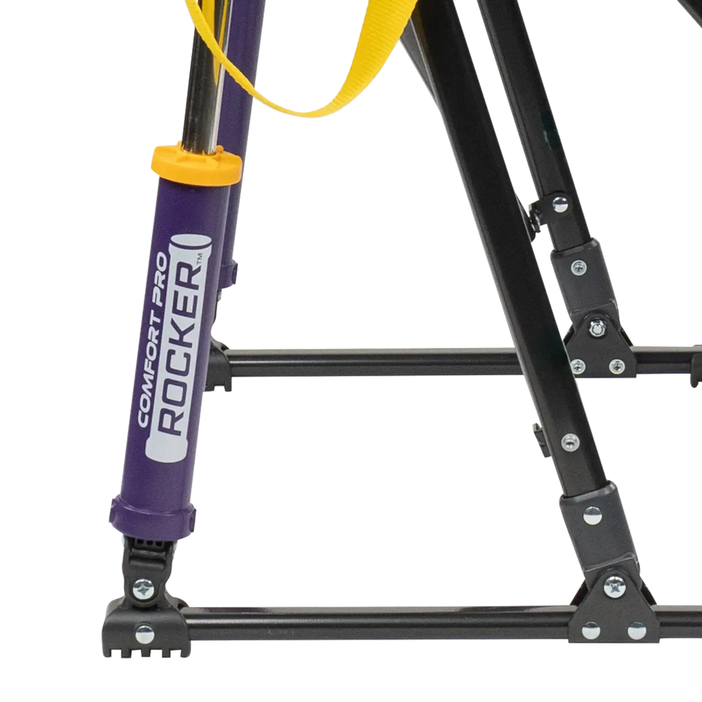 Luxury Camp College Comfort Pro Rocker - LSU Tigers - Choice 880 - Freestyle Rocker Portable Outdoor Folding Chair Detail