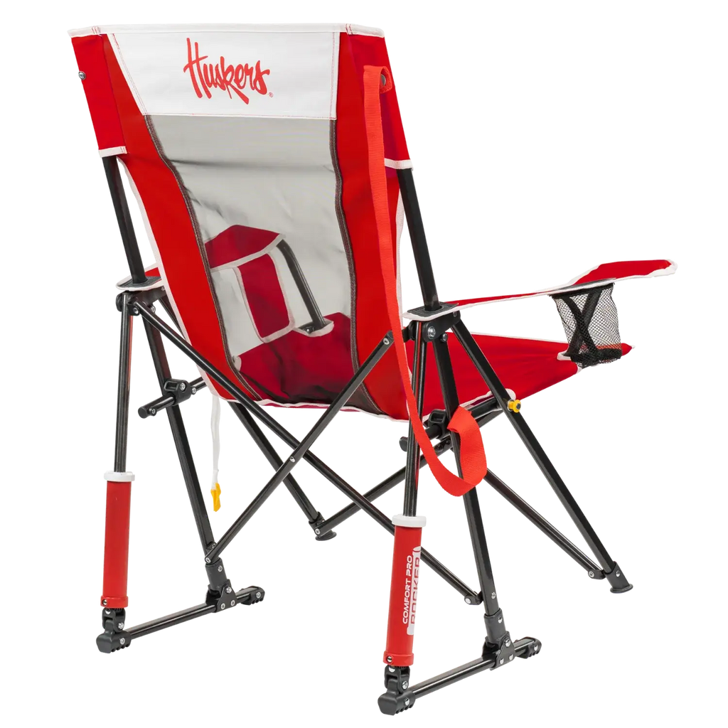 Premium All-Weather College Comfort Pro Rocker - Nebraska Cornhuskers - Choice 161 - RoadTrip Rocker Smooth Motion Camp Chair Detail
