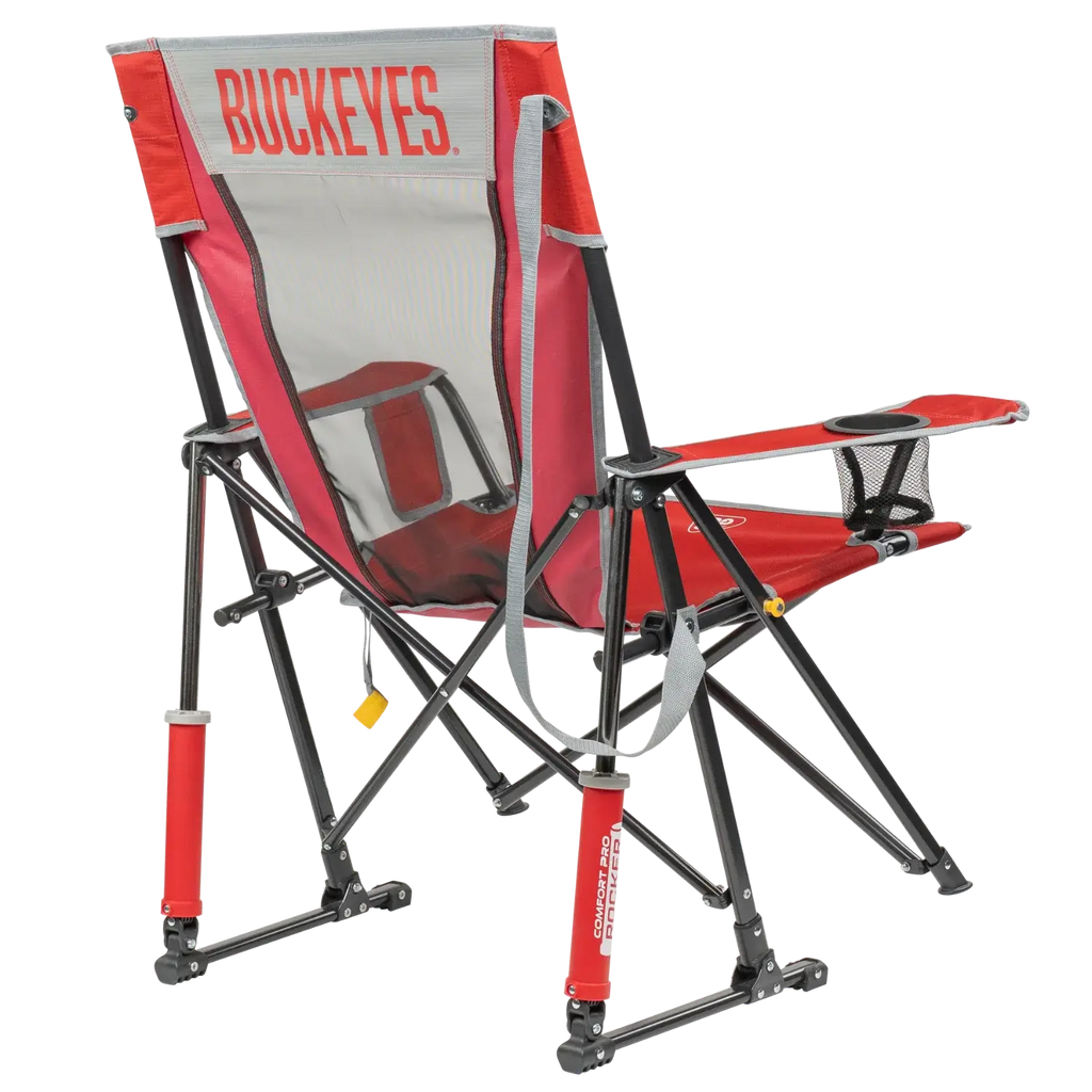 Premium All-Weather College Comfort Pro Rocker - Ohio State Buckeyes - Choice 676 - RoadTrip Rocker Smooth Motion Camp Chair Detail