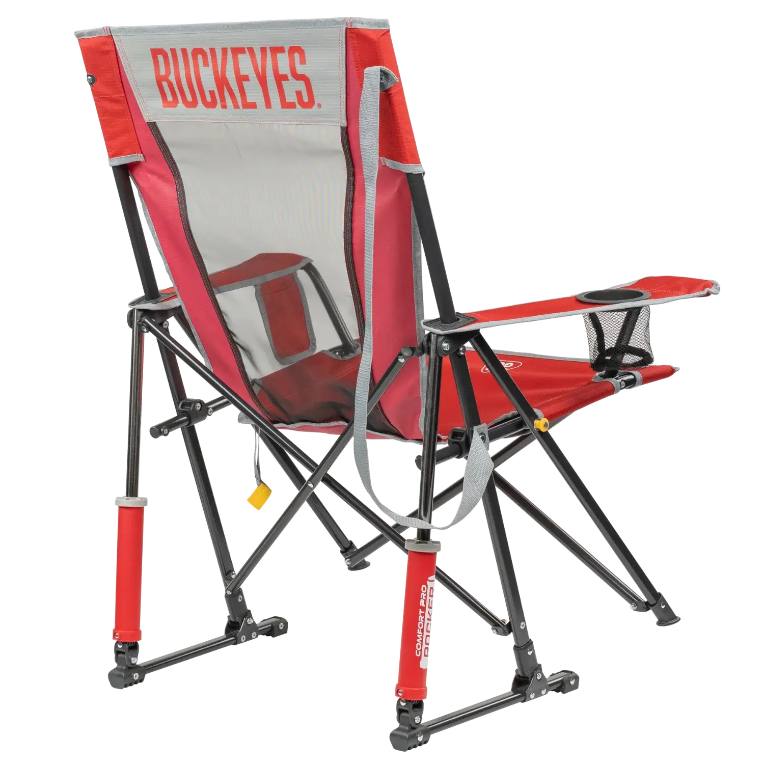 Premium All-Weather College Comfort Pro Rocker - Ohio State Buckeyes - Choice 676 - RoadTrip Rocker Smooth Motion Camp Chair Detail