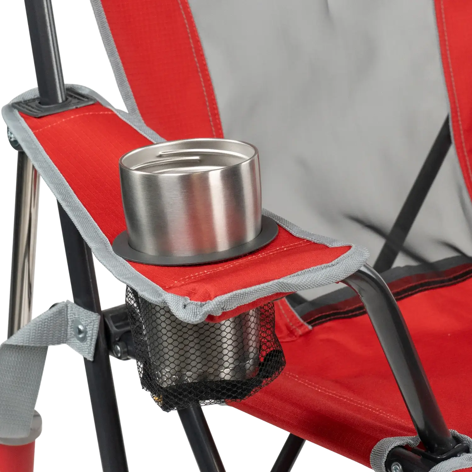 Premium All-Weather College Comfort Pro Rocker - Ohio State Buckeyes - Choice 676 - RoadTrip Rocker Smooth Motion Camp Chair Detail