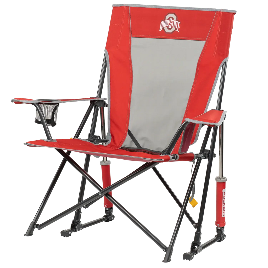 Premium All-Weather College Comfort Pro Rocker - Ohio State Buckeyes - Choice 676 - RoadTrip Rocker Smooth Motion Camp Chair Detail
