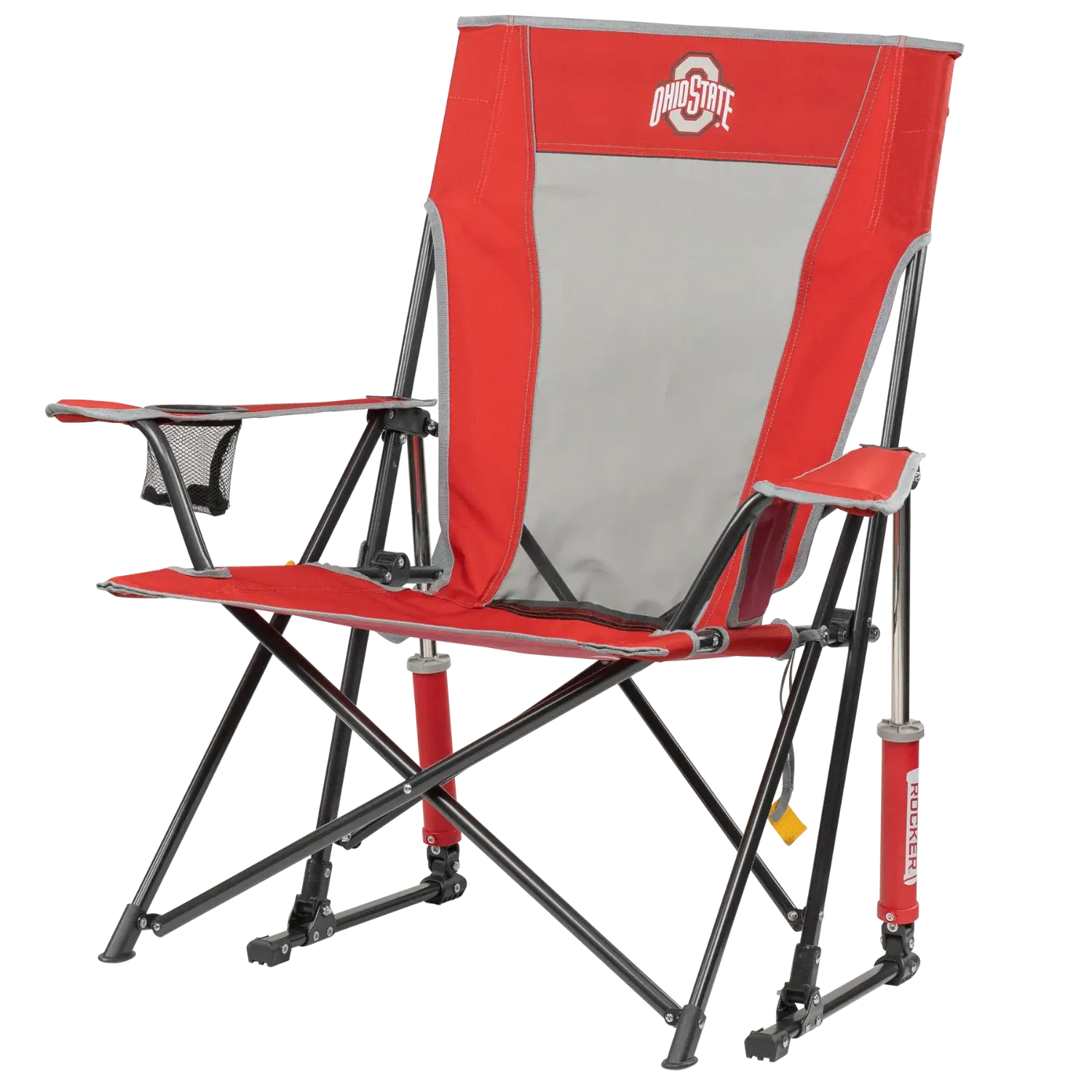 Premium All-Weather College Comfort Pro Rocker - Ohio State Buckeyes - Choice 676 - RoadTrip Rocker Smooth Motion Camp Chair Detail
