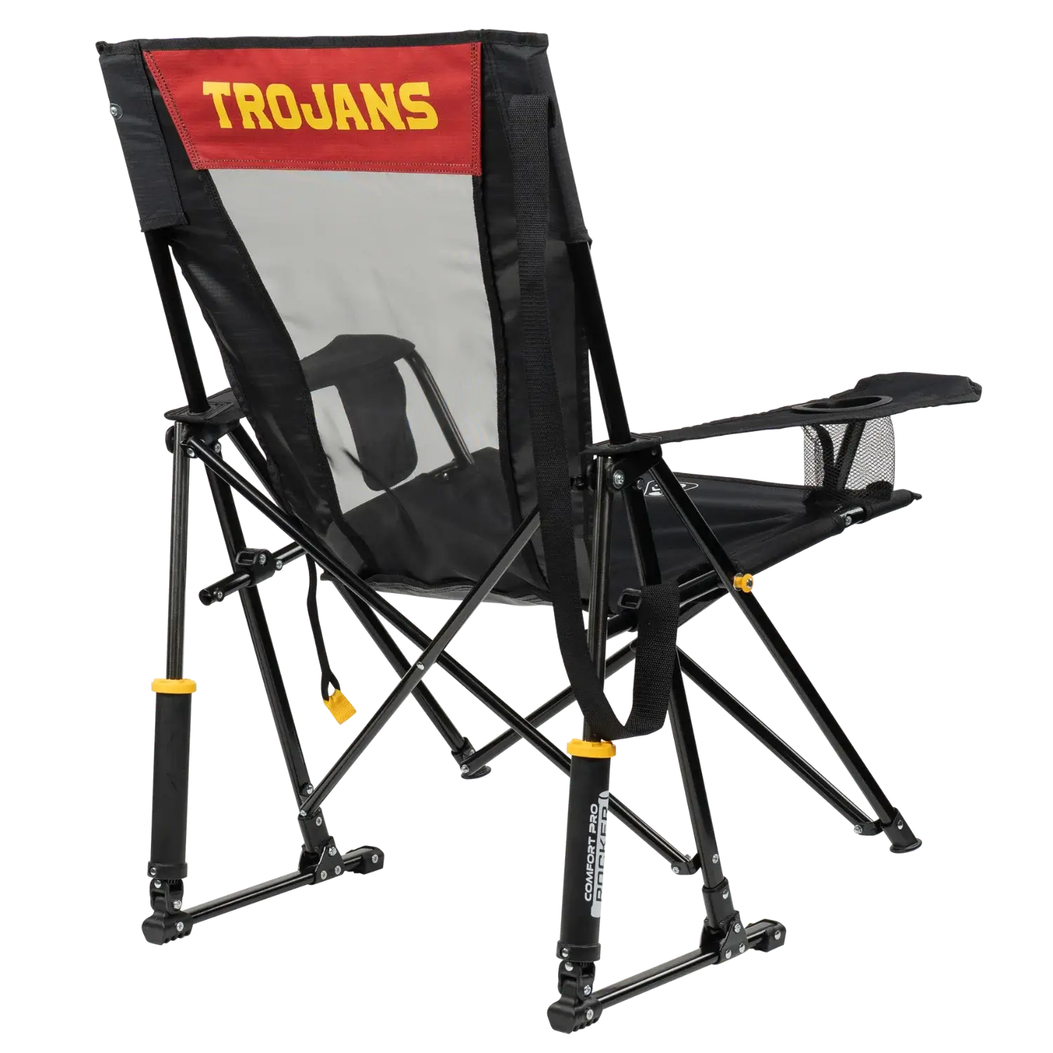 Patented Spring-Action College Comfort Pro Rocker - USC Trojans - Choice 856 - Freestyle Rocker Portable Outdoor Folding Chair Detail