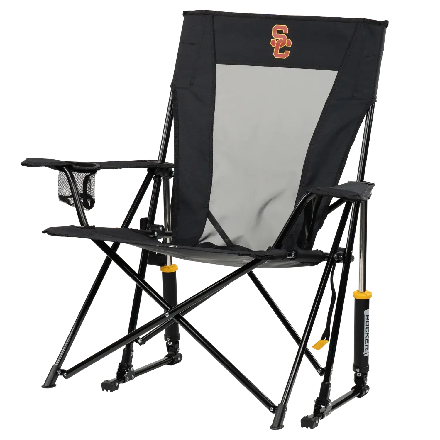 Patented Spring-Action College Comfort Pro Rocker - USC Trojans - Choice 856 - Freestyle Rocker Portable Outdoor Folding Chair Detail