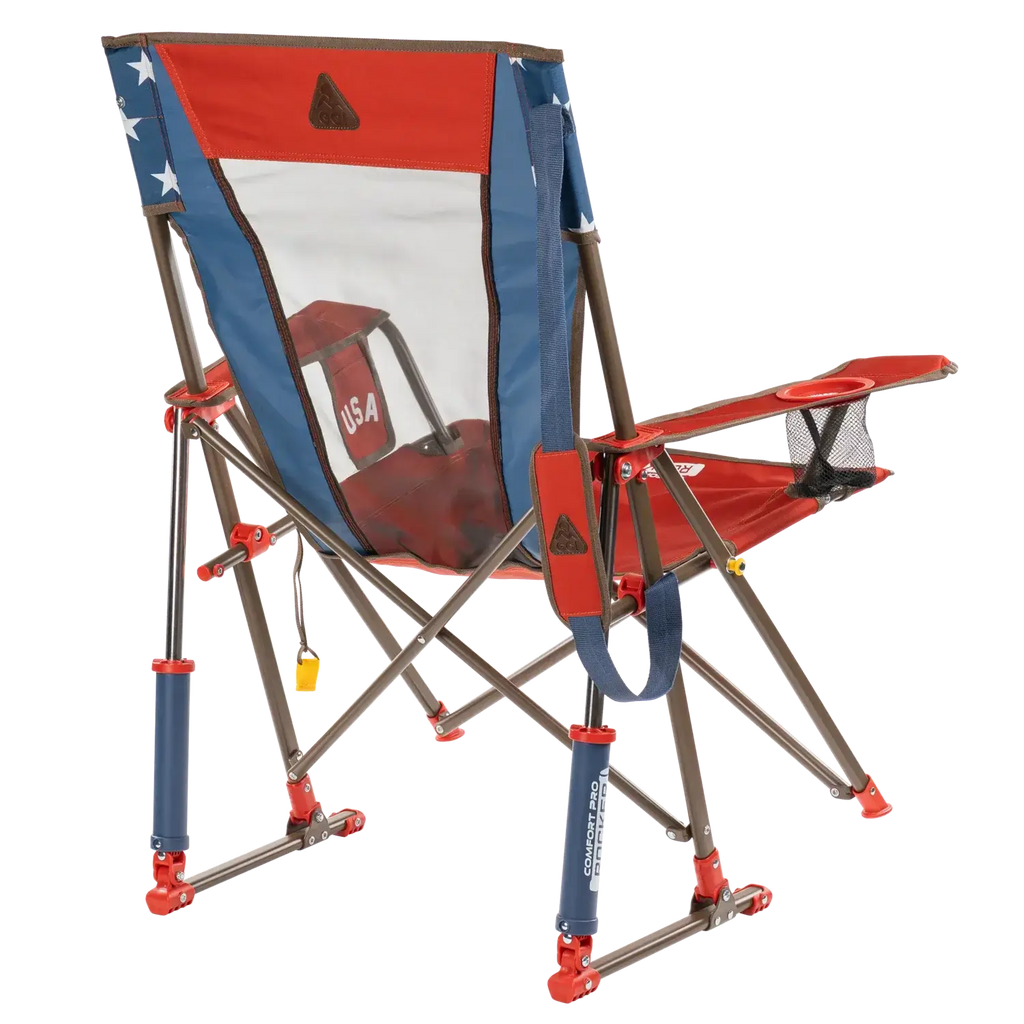Heavy-Duty Freestyle Comfort Pro Rocker - USA Anniversary Deluxe - Choice 424 - Patented Spring-Action Rocking Chair for Camping Detail