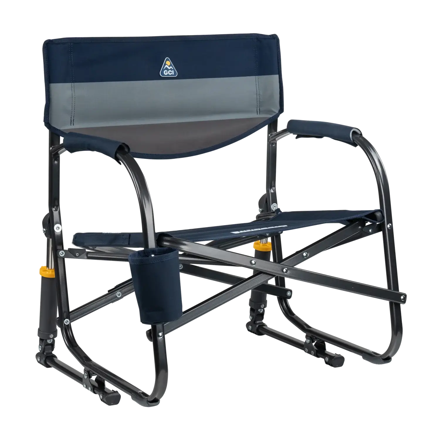 Premium All-Weather Grab & Go Rocker - Choice 551 - RoadTrip Rocker Smooth Motion Camp Chair - Indigo Color Block