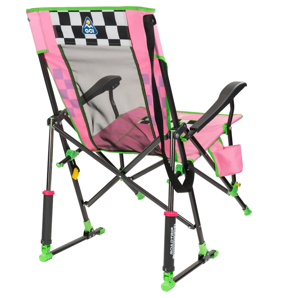 Luxury Camp RoadTrip Rocker - NASCAR For Her - Choice 560 - Patented Spring-Action Rocking Chair for Camping Detail