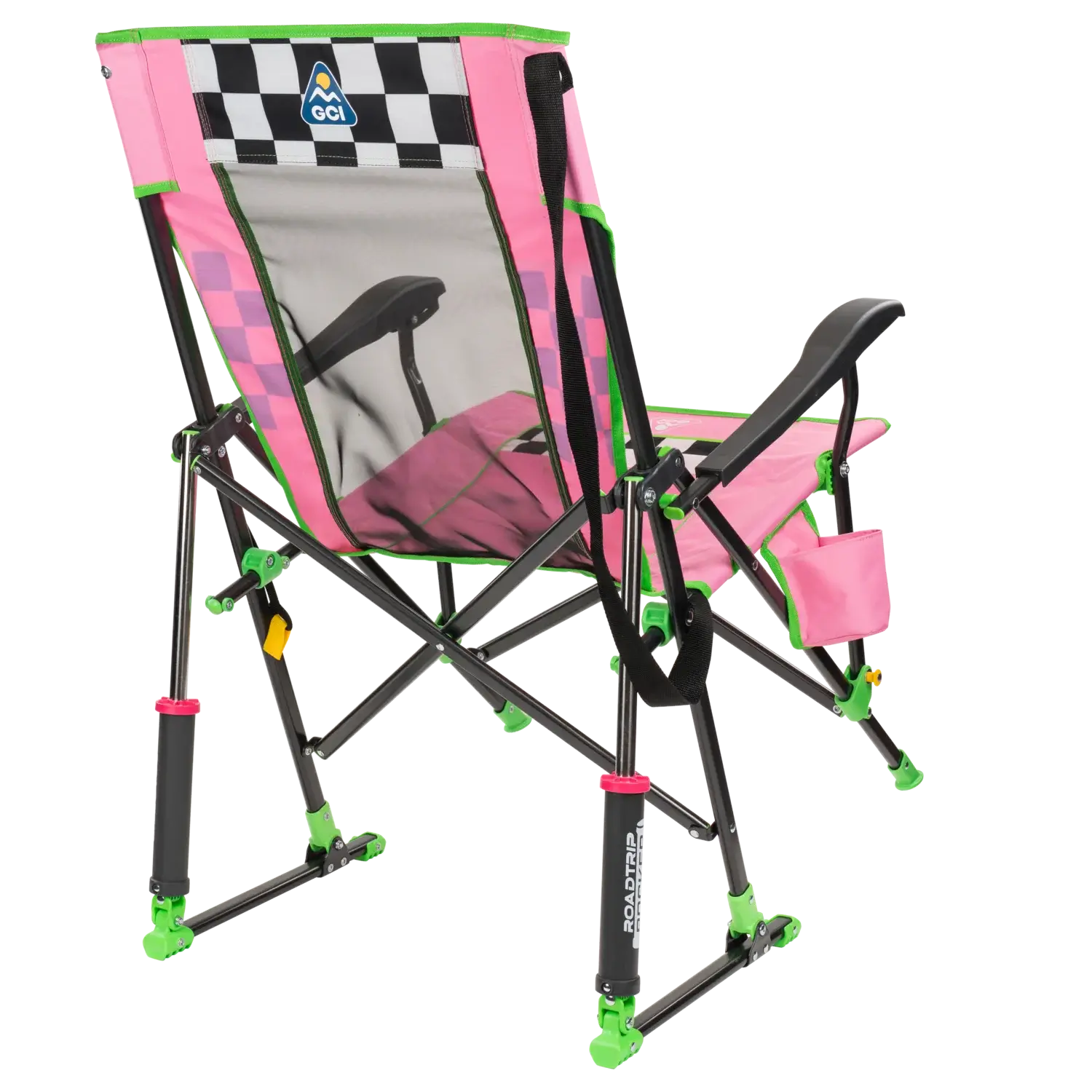 Luxury Camp RoadTrip Rocker - NASCAR For Her - Choice 560 - Patented Spring-Action Rocking Chair for Camping Detail