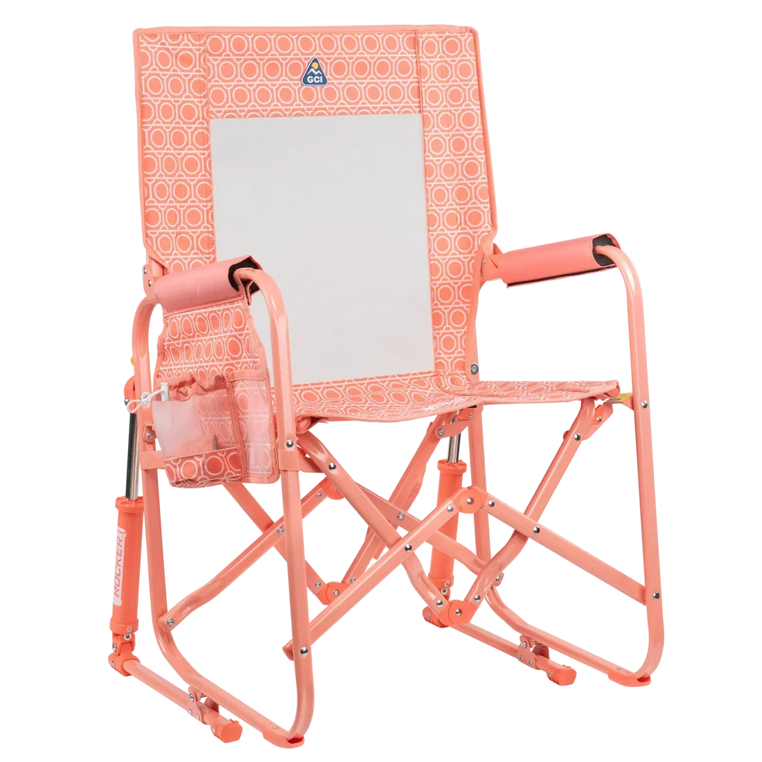 Luxury Camp Stowaway Rocker - Choice 794 - RoadTrip Rocker Smooth Motion Camp Chair - Coral Mosaic