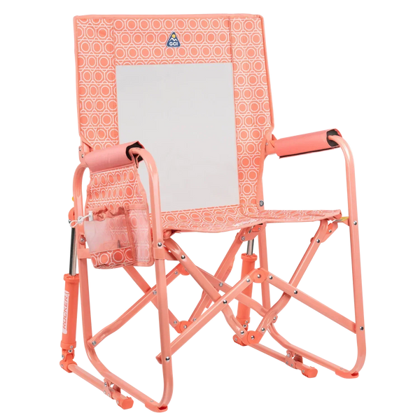 Luxury Camp Stowaway Rocker - Choice 794 - RoadTrip Rocker Smooth Motion Camp Chair - Coral Mosaic