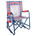 Patented Spring-Action Stowaway Rocker with Storage Pouch - Choice 573 - Freestyle Rocker Portable Outdoor Folding Chair - Patriotic Plaid