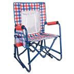 Patented Spring-Action Stowaway Rocker with Storage Pouch - Choice 573 - Freestyle Rocker Portable Outdoor Folding Chair - Patriotic Plaid