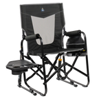 Patented Spring-Action Stowaway Rocker with Side Table - Choice 253 - Patented Spring-Action Rocking Chair for Camping - Dark Charcoal