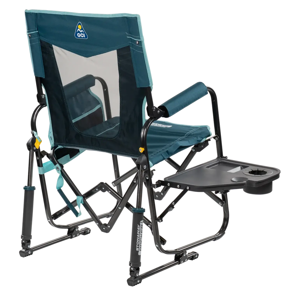 Patented Spring-Action Stowaway Rocker with Side Table - Choice 253 - Patented Spring-Action Rocking Chair for Camping Detail