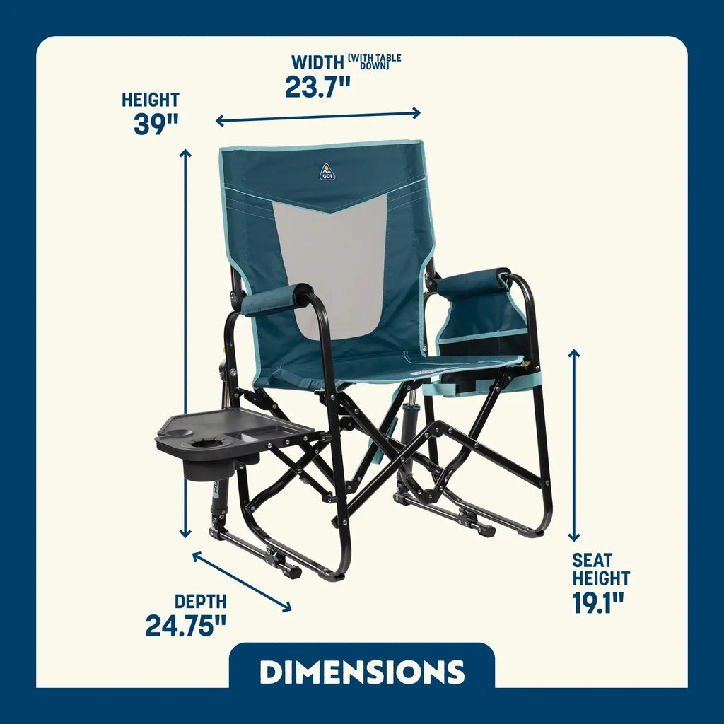 Patented Spring-Action Stowaway Rocker with Side Table - Choice 253 - Patented Spring-Action Rocking Chair for Camping Detail