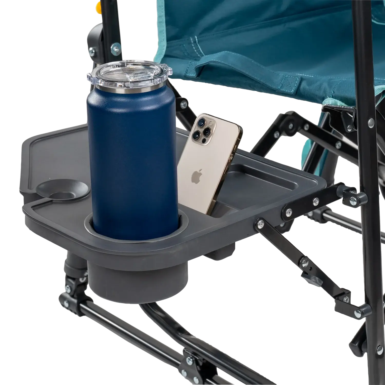 Patented Spring-Action Stowaway Rocker with Side Table - Choice 253 - Patented Spring-Action Rocking Chair for Camping Detail