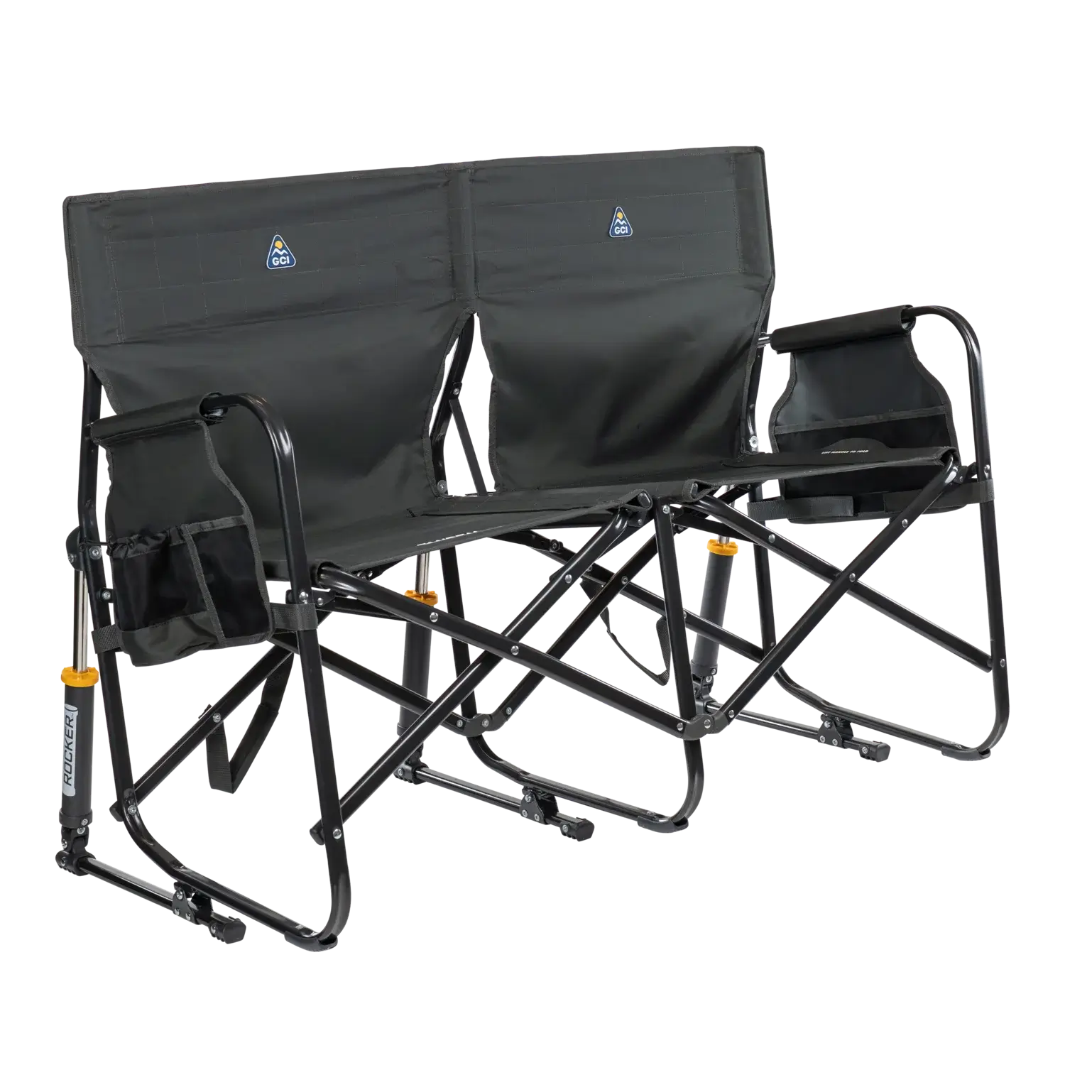Premium All-Weather Tandem Rocker - Choice 227 - Patented Spring-Action Rocking Chair for Camping - Dark Charcoal