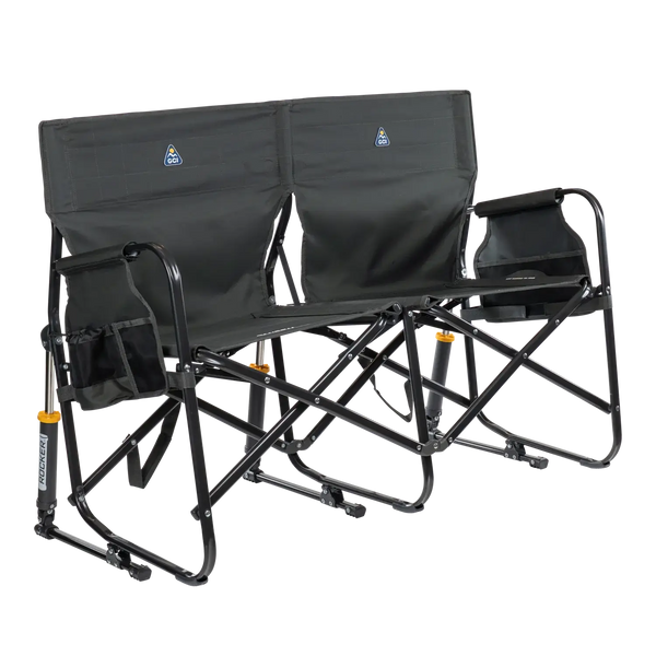 Premium All-Weather Tandem Rocker - Choice 227 - Patented Spring-Action Rocking Chair for Camping - Dark Charcoal
